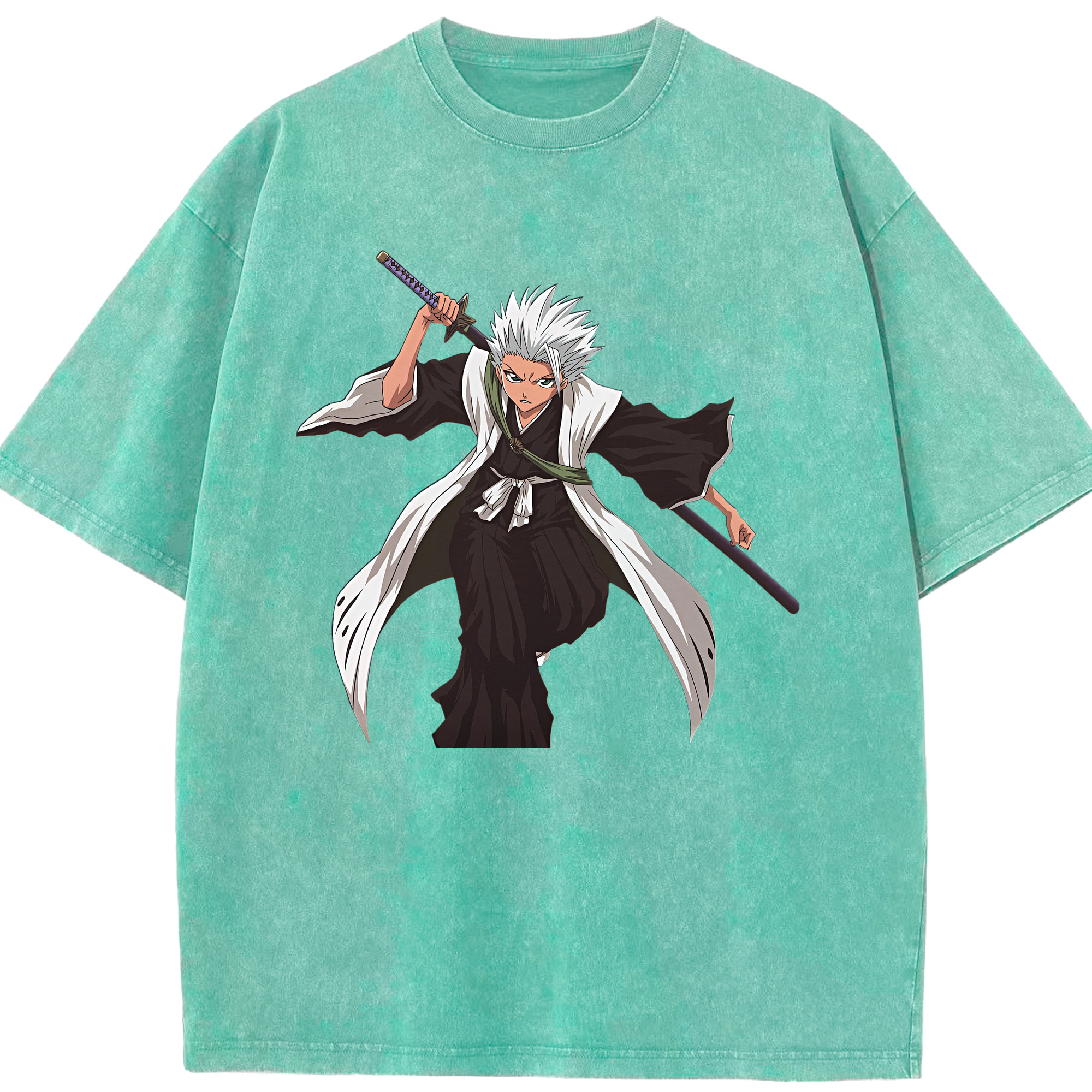 （画像用） ブリーチ 日番谷冬獅郎（ひつがや とうしろう） BLEACH Hitsugaya Toushirou 綿100% ヴィンテージ風 半袖Tシャツ（フロントプリント）